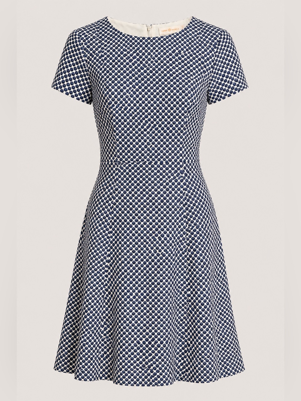 Tory Burch Shania Dress Blue Polka Dot Sz 4 A-Line Work Interview Designer